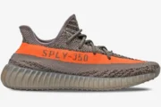 Adidas Yeezy 350 V2 Beluga OG sneaker in grey and orange, side view profile. - SKU BB1826