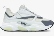 Side profile of Dior B22 White Silver luxury technical sneaker with mesh and leather panels. - SKU 3SN231YJG_H000