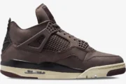 Side profile view of the Air Jordan 4 Retro x A Ma Maniére sneaker in Violet Ore with a cream and black midsole. - SKU DV6773-220