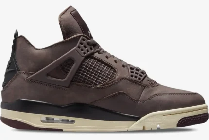Side profile view of the Air Jordan 4 Retro x A Ma Maniére sneaker in Violet Ore with a cream and black midsole. - SKU DV6773-220