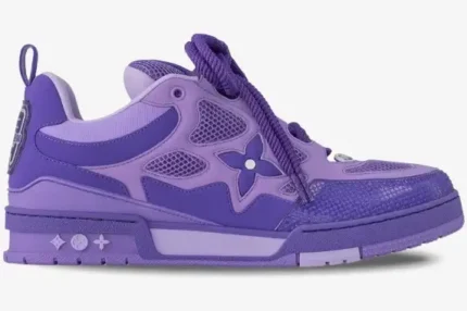 Louis Vuitton LV Skate Sneakers in shades of purple, shown in a side profile view with thick rope laces. - SKU 1ACQN6