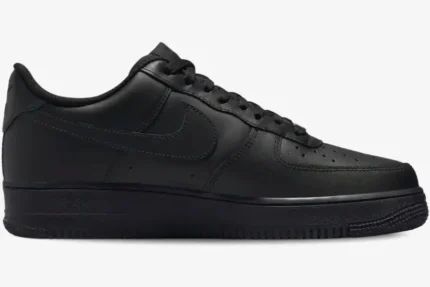 Nike Air Force 1 Low x Supreme Black sneaker shown from a side profile view on a white background. - SKU CW2288-001