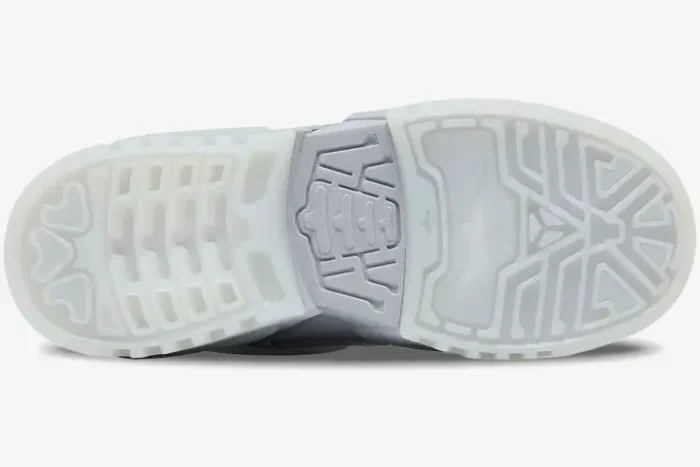 Bottom view of the Nike Dunk Low x RTFKT Void Limited Edition shoe showing the white and translucent outsole pattern. - SKU HQ3034-001