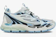 Off-White Be Right Back sneaker in white and light blue, side profile view. - SKU OWIA289C99FAB0010140