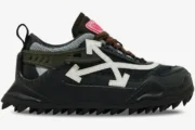 Side profile of Off-White ODSY-1000 sneakers in black and white with a chunky spiked sole. - SKU OWIA180F21FAB0021001