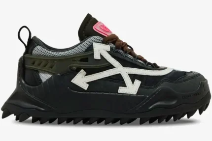 Side profile of Off-White ODSY-1000 sneakers in black and white with a chunky spiked sole. - SKU OWIA180F21FAB0021001
