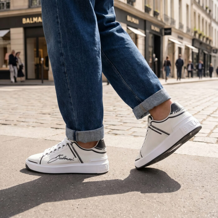 Balmain B-Court Calfskin Printed Low-Top White [Lifestyle AI]
