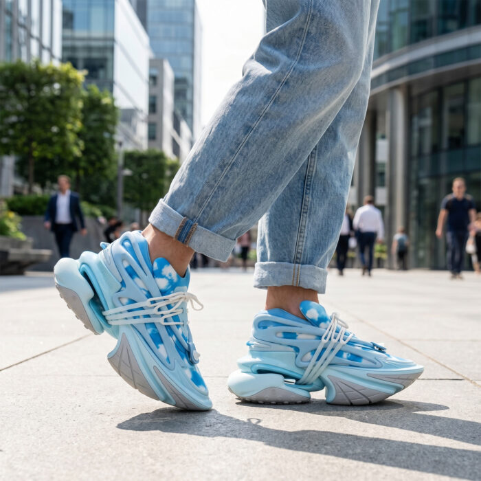 Balmain Unicorn Low Top Neoprene & Leather Blue Sky [Lifestyle AI]