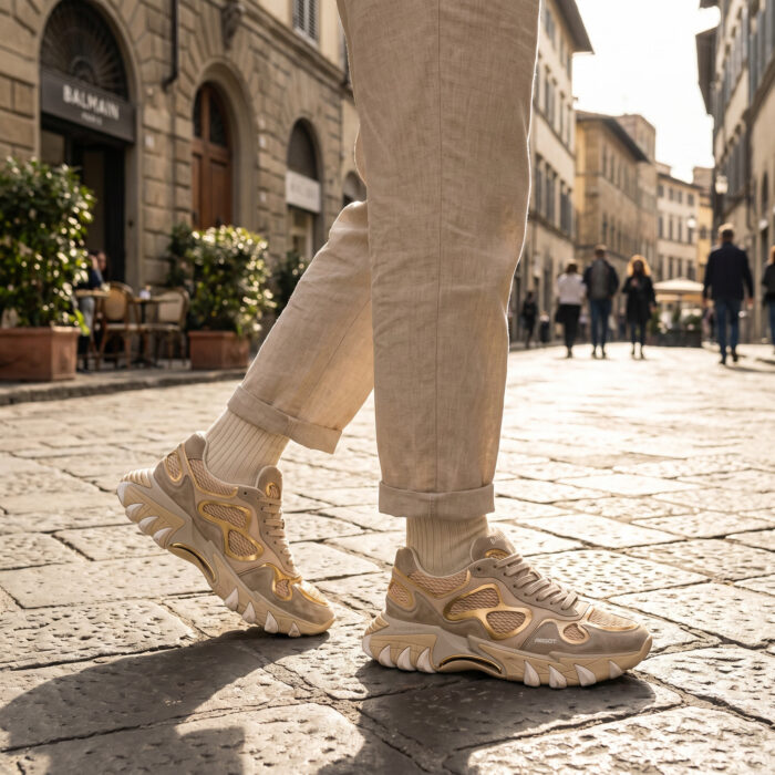 Balmain B-East B3V27 Beige and Gold Metallic [Lifestyle AI]