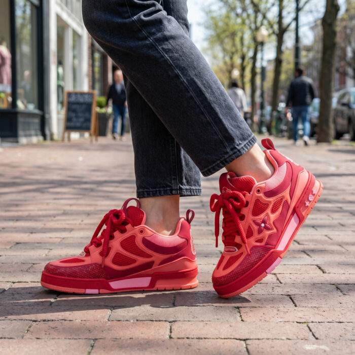 Louis Vuitton LV Skate Red Pink Mesh Leather [Lifestyle AI]