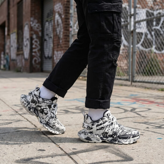 Balenciaga Track White Black Graffiti Print [Lifestyle AI]