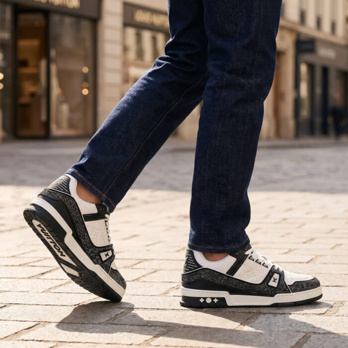 Louis Vuitton Trainer Sneaker Black Swarovski Crystal [Lifestyle AI]