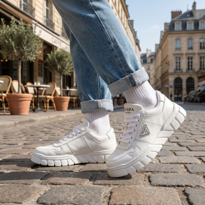 Prada Low Top Sneakers with Geometric Tread White [Lifestyle AI]