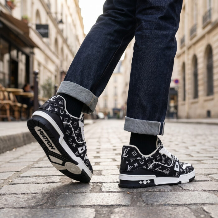 Louis Vuitton LV Trainer Monogram Black White Denim [Lifestyle AI]