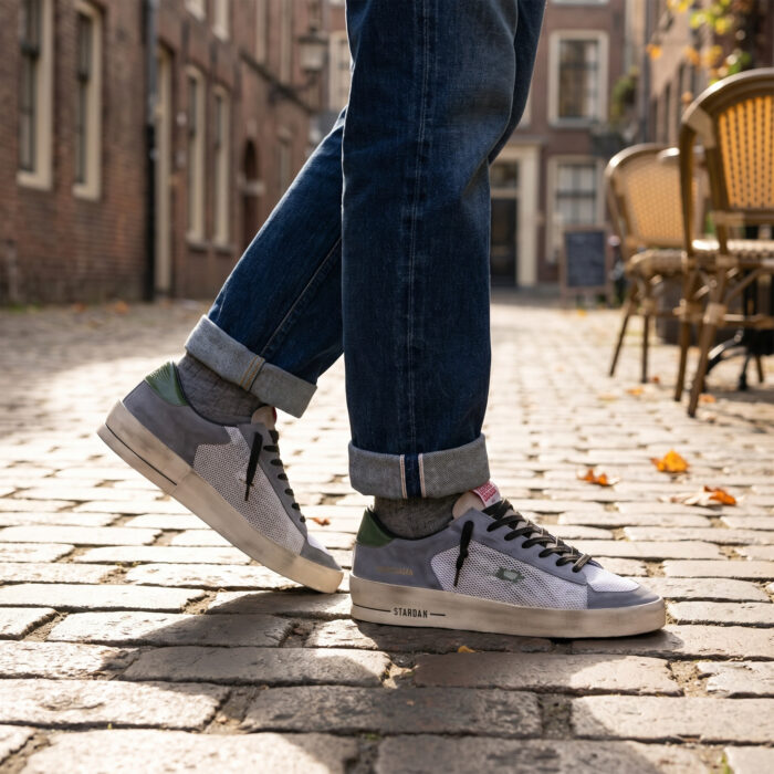 Golden Goose Stardan Powder Blue Suede and Green Leather [Lifestyle AI]