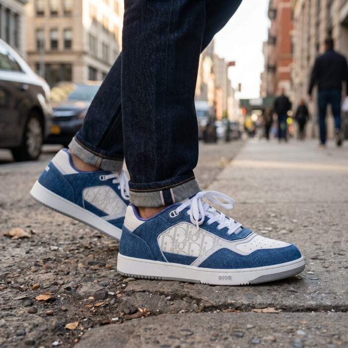 Dior B27 Uptown Low-Top White Calfskin and Blue Denim [Lifestyle AI]