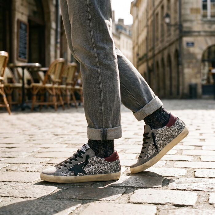 Golden Goose SuperStar Silver/Black Distressed Sneaker [Lifestyle AI]