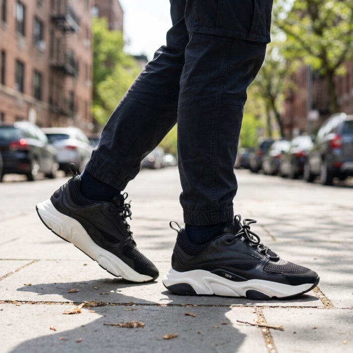 Dior B22 'Black' Calfskin and Mesh Sneakers [Lifestyle AI]