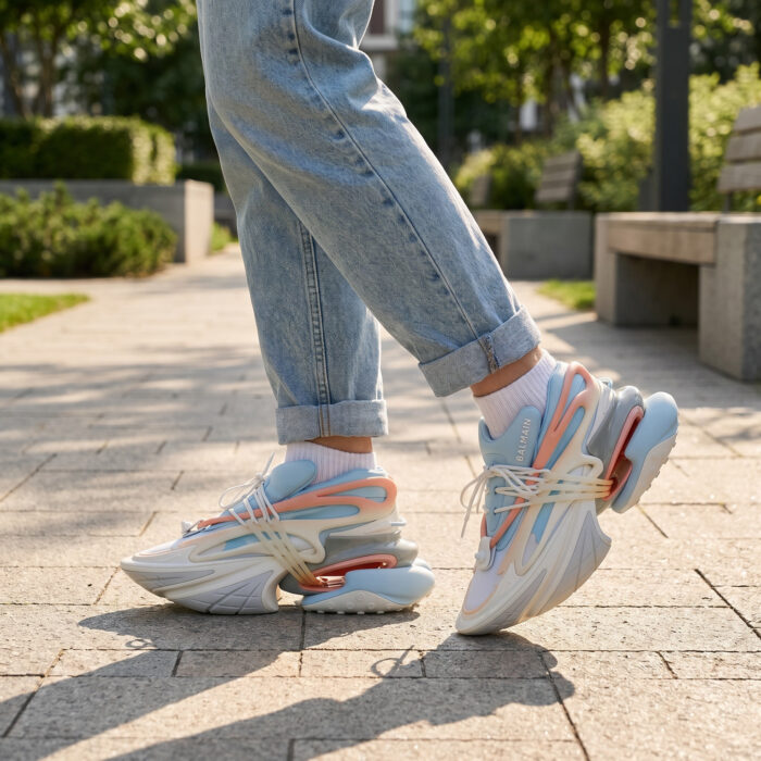 Balmain Unicorn Low Top Neoprene & Leather Multi Blue / Pink White [Lifestyle AI]