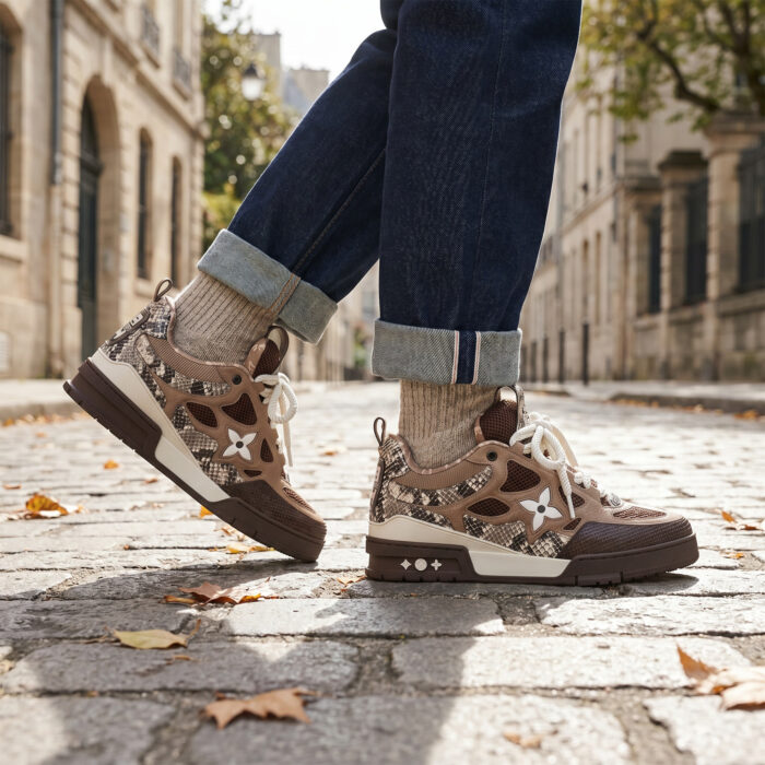 Louis Vuitton Skate Sneaker Brown Snakeskin Monogram [Lifestyle AI]