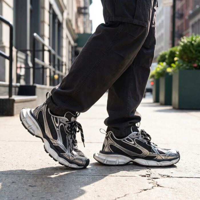 Balenciaga 3XL Black/Silver Glitter Distressed Sneaker [Lifestyle AI]