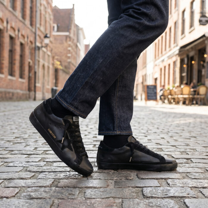 Golden Goose Superstar 'Black' Distressed Leather Sneakers [Lifestyle AI]