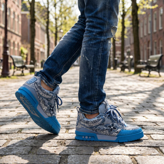 Louis Vuitton Skate Sneaker x Swarovski Monogram Blue Silver [Lifestyle AI]