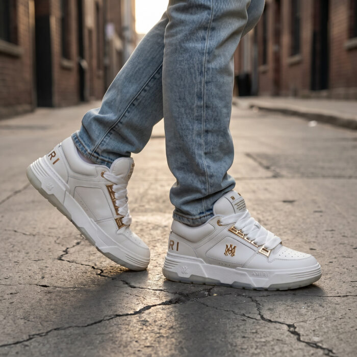 Amiri MA-1 Metallic White Gold Sneakers [Lifestyle AI]