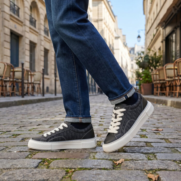 Dior B33 Spin Sneakers in Black Oblique Jacquard and Calfskin [Lifestyle AI]