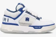 Amiri MA-1 sneaker in white and blue, side profile view showing mesh panels and logo details. - SKU AMFOSR1048454