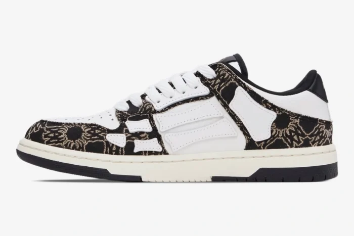 AMIRI MA Quad Skel Top Low sneaker in black and white, side profile view. - SKU AMFOSR1111-001