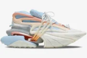 Balmain Unicorn Low Top sneaker in multi blue, pink, and white, side profile view. - SKU baam0vj309kncg-gmo