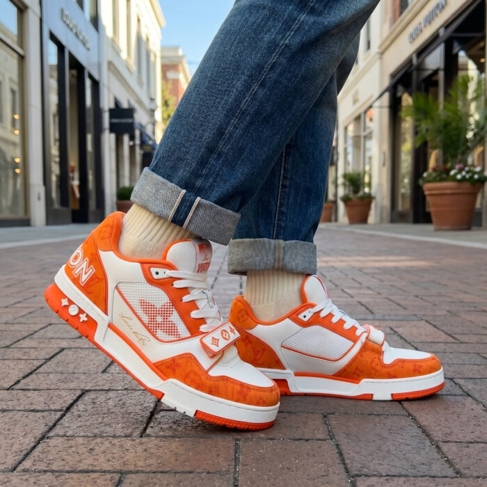Louis Vuitton Trainer Monogram Denim Orange [Lifestyle AI]