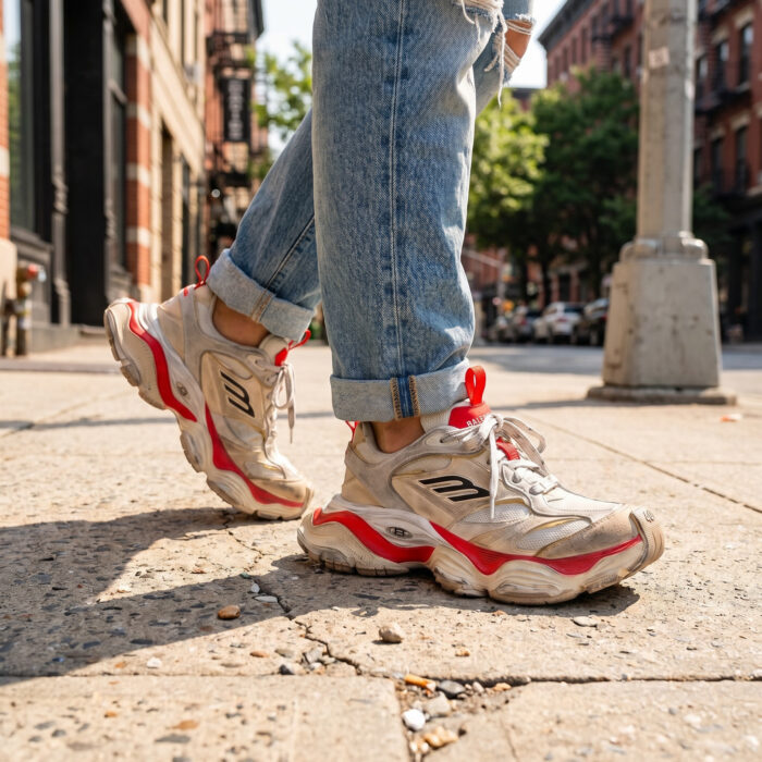 Balenciaga Cargo Worn-Out Beige Red Sneaker [Lifestyle AI]