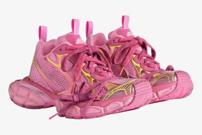 Balenciaga 3xl Pink / Yellow Distressed Sneakers - Image 2