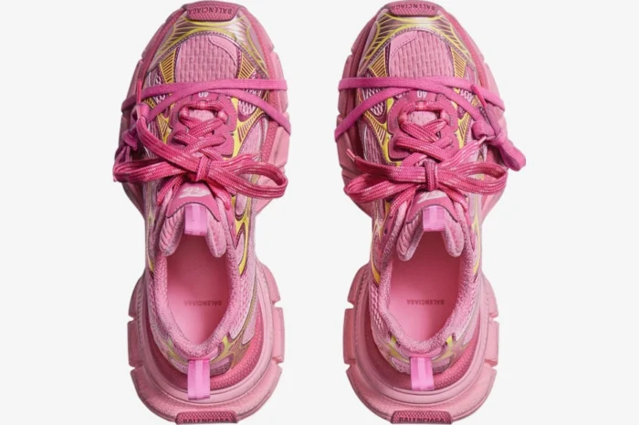 Balenciaga 3xl Pink / Yellow Distressed Sneakers - Image 6