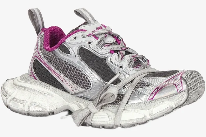 Balenciaga 3XL Silver Pink Distressed Sneaker - Image 6