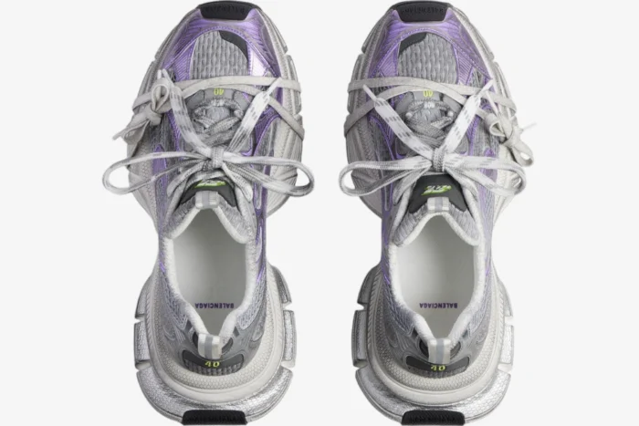 Balenciaga 3XL Grey / Purple / White Distressed Sneaker - Image 6