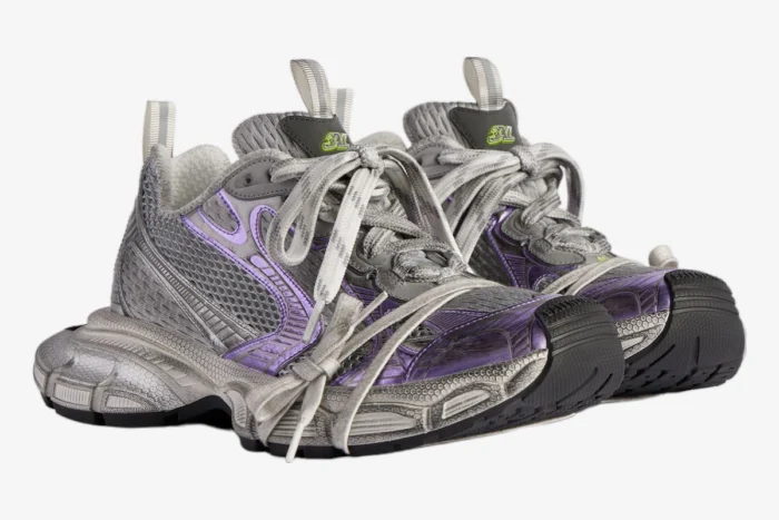 Balenciaga 3XL Grey / Purple / White Distressed Sneaker - Image 2