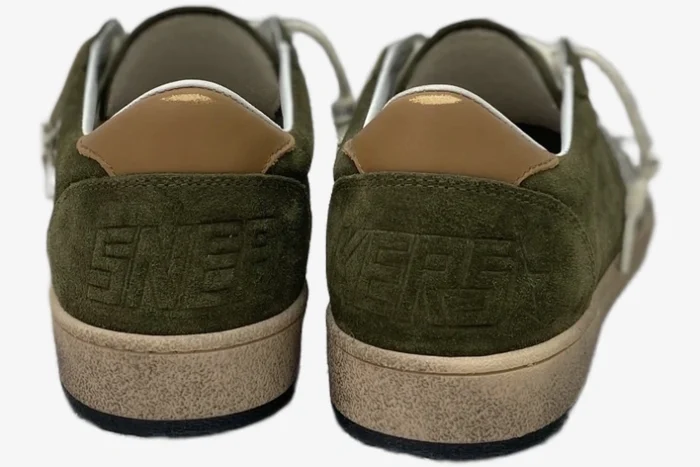 Golden Goose Ball Star Distressed Suede Sneakers Olive - Image 2