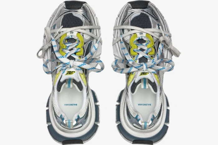 Balenciaga 3XL Sneaker White Blue Yellow Distressed - Image 6
