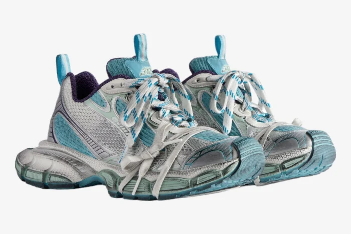 Balenciaga 3XL Light Blue White Purple Distressed Sneaker - Image 2
