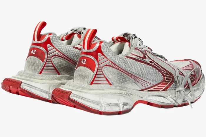 Balenciaga 3XL Mesh White Red Distressed Sneakers - Image 7