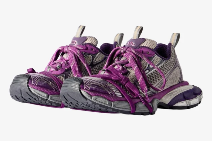 Balenciaga 3xl Purple / White Distressed Sneakers - Image 8