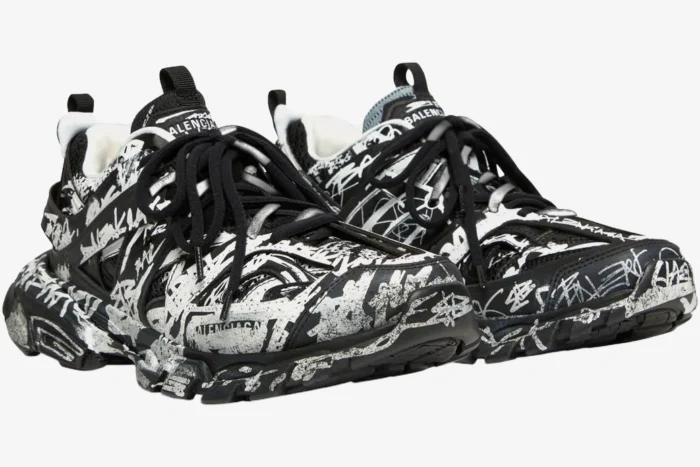Balenciaga Track White Black Graffiti Print - Image 4