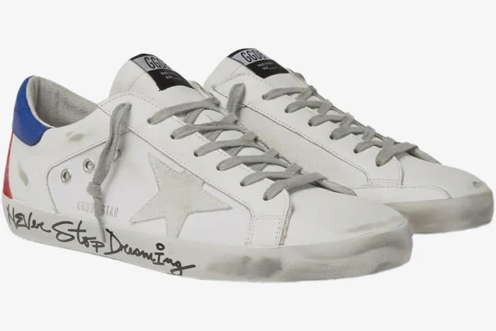 Golden Goose Superstar Distressed Leather Canvas White Blue Red - Image 2