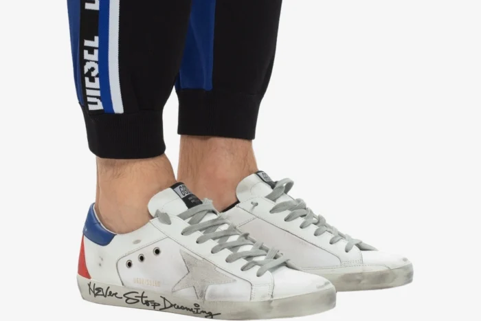 Golden Goose Superstar Distressed Leather Canvas White Blue Red - Image 5