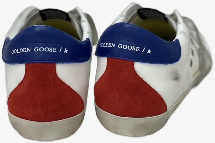 Golden Goose Superstar Distressed Leather Canvas White Blue Red - Image 7