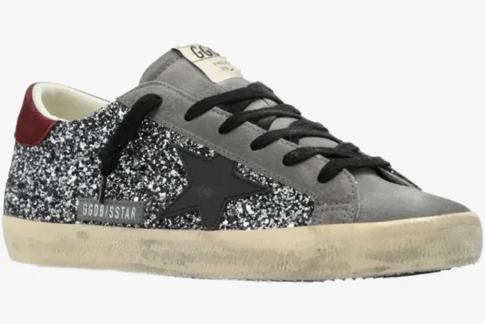 Golden Goose SuperStar Silver/Black Distressed Sneaker - Image 6