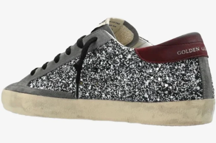 Golden Goose SuperStar Silver/Black Distressed Sneaker - Image 4